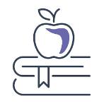 Books and apple icon Representing English tutor experience